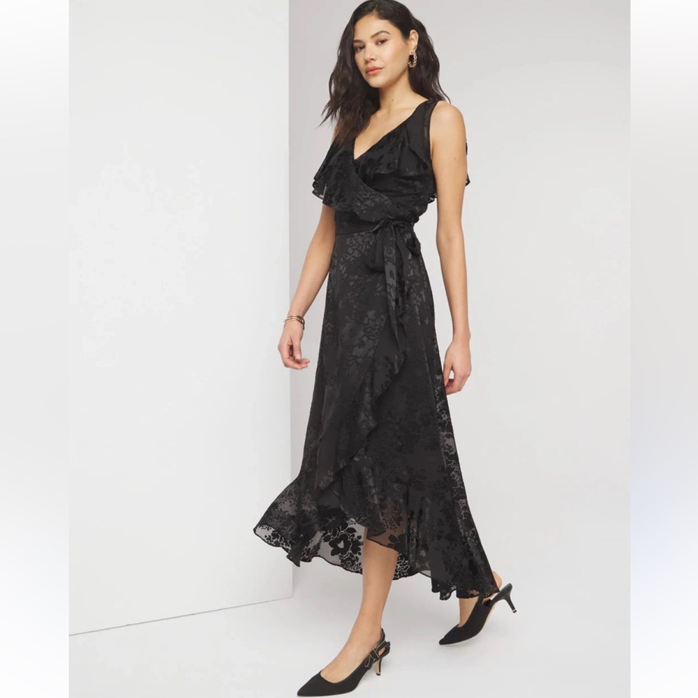 NWT White House Black Market Sleeveless Burnout Wrap Midi Dress Size 12